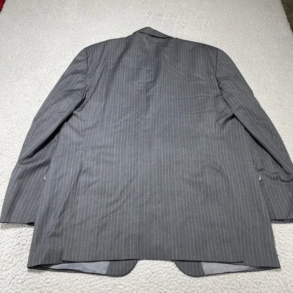 Jack Victor Suit Jacket Mens 50L Gray Pinstripe Super 100s Wool Long 2 Button